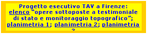 Casella di testo: Progetto esecutivo TAV a Firenze:
elenco “opere sottoposte a testimoniale di stato e monitoraggio topografico”; planimetria 1; planimetria 2; planimetria 3 
 
