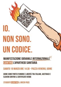 Studenti contro il Green pass: io non sono un codice, Udine, 19 marzo 2022