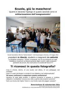 Dialogo itinerante, il volantino distribuito alle studentesse e agli studenti il 25, 26 e 27 maggio 2022