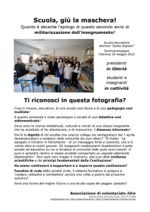 Dialogo itinerante, il volantino distribuito alle insegnanti, agli insegnanti e al personale il 25, 26 e 27 maggio 2022