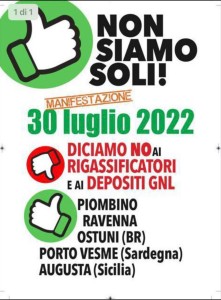 Manifestazione a Piombino, Ravenna, Ostuni, Porto Vesme e Augusta, 30 luglio 2022