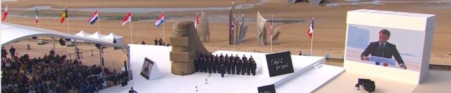 Emmanuel Macron a Omaha Beach, 6 giugno 2024